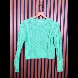 Acne Sweater OS Women’s Green Pullover Crochet Knit Crewneck Soft
